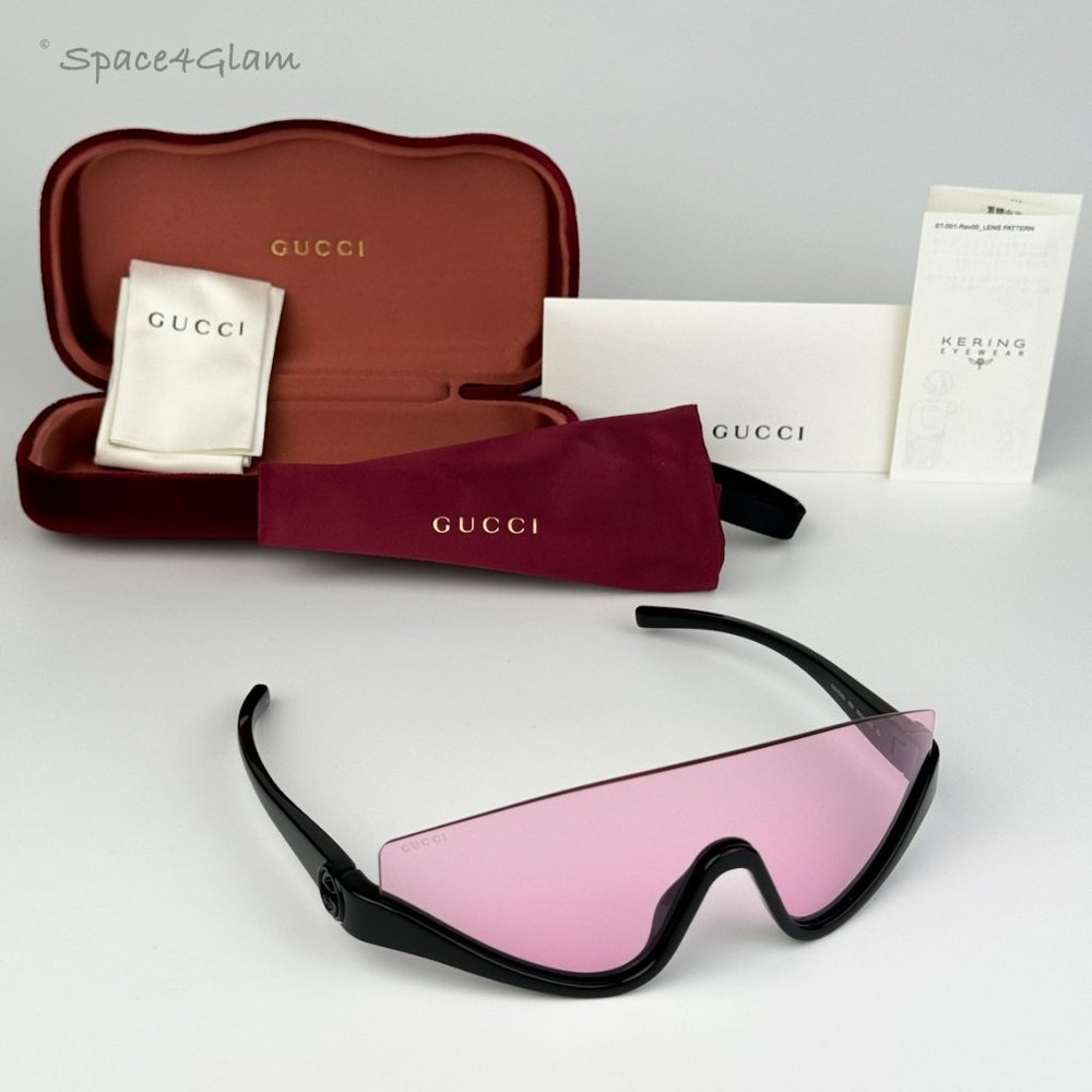 Gucci Women Sunglasses Black Pink Shield Mask GG1650S 002 BRAND NEW - Picture 9 of 12